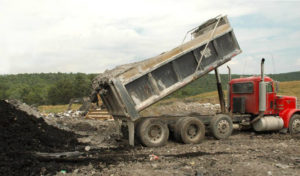 Drilling waste being dumped at a landfill in Pennsylvania