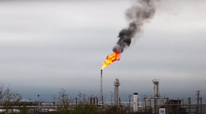 Smoking flare at Energy Transfer Partners Waha Gas Plant