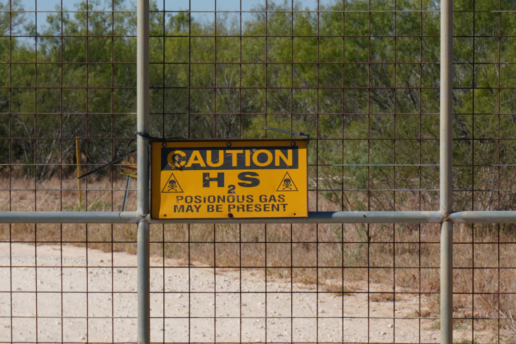 Caution Sign: Hydrogen Sulfide Poisonous Gas may be present in Eagle Ford Shale Texas